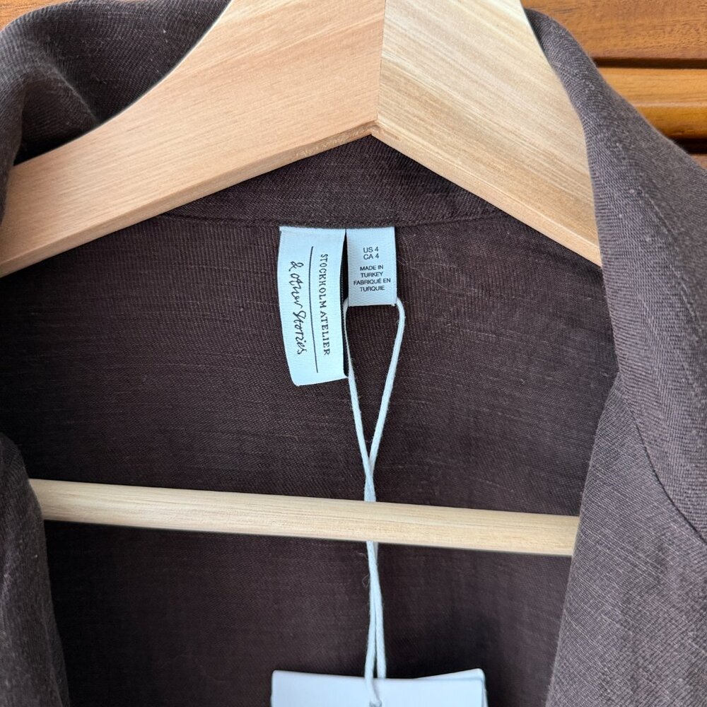 NWT & Other Stories coordinating cupro linen shirt in brown - Picture 3 of 4